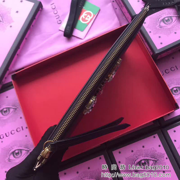 GUCCI古馳 歐洲正品原單 紅色水晶 女士手包 499799 啡色全皮 WTG1528